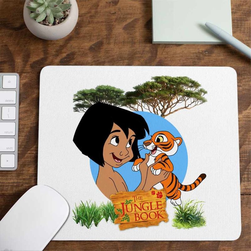 PC, gaming si accesorii - Periferice PC - Mousepad - Mousepad Cartea Junglei Mowgli Baby Tiger, 21x19cm - Infinity.ro