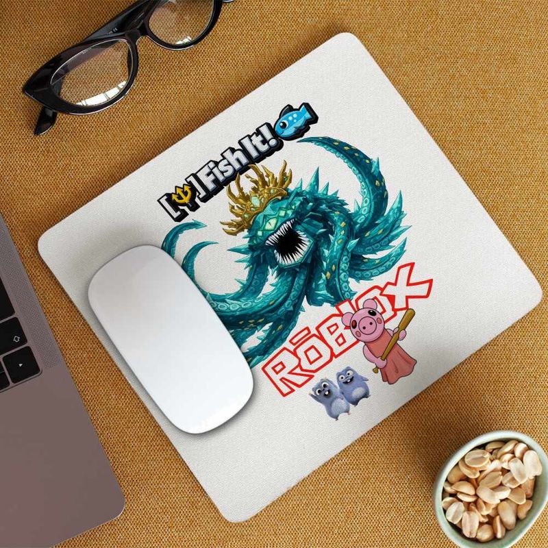 PC, gaming si accesorii - Periferice PC - Mousepad - Mousepad Roblox Fish it Laviathan Sea Monster Pescar, 21x19cm - Infinity.ro