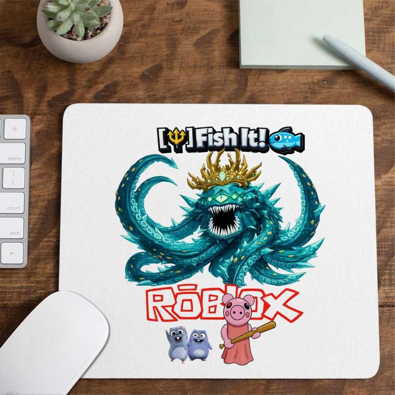 PC, gaming si accesorii - Periferice PC - Mousepad - Mousepad Roblox Fish it Laviathan Sea Monster Pescar, 21x19cm - Infinity.ro
