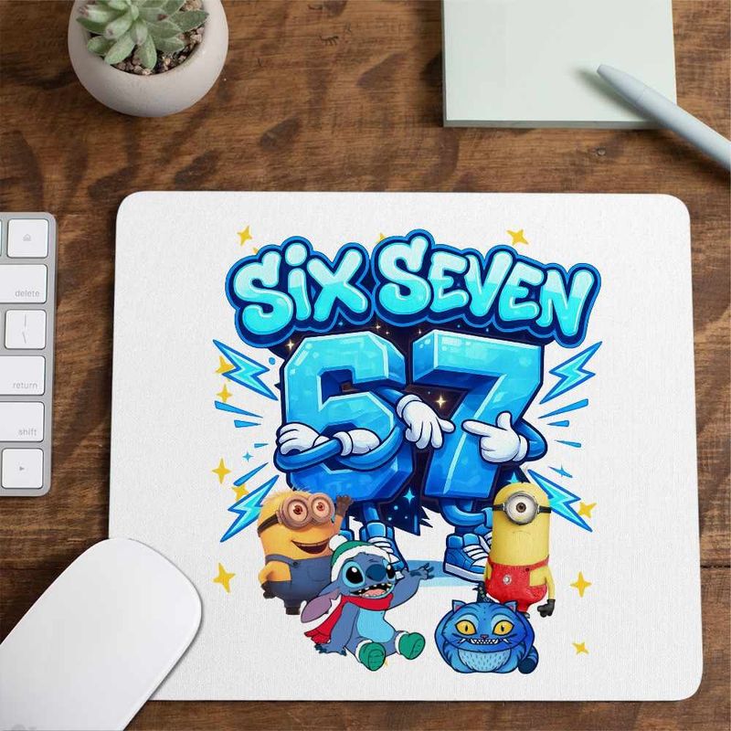 PC, gaming si accesorii - Periferice PC - Mousepad - Mousepad Minions 67 Six Seven Sase Sapte Despicable Steal Brainrot, 21x19cm - Infinity.ro
