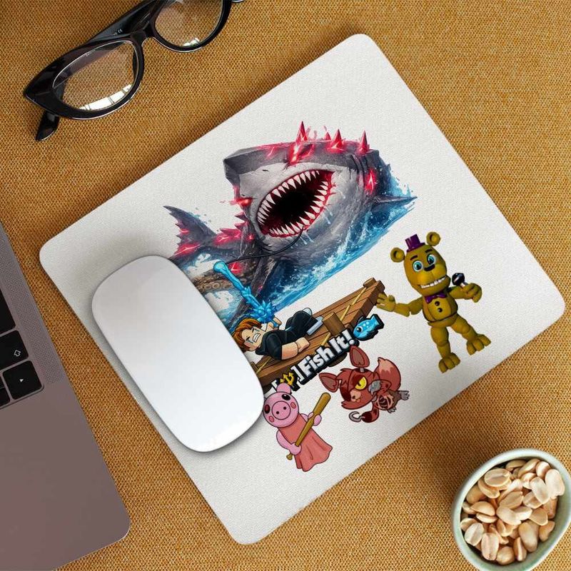 PC, gaming si accesorii - Periferice PC - Mousepad - Mousepad Pescar Roblox Rechin Sea Monster Pescar, 21x19cm - Infinity.ro