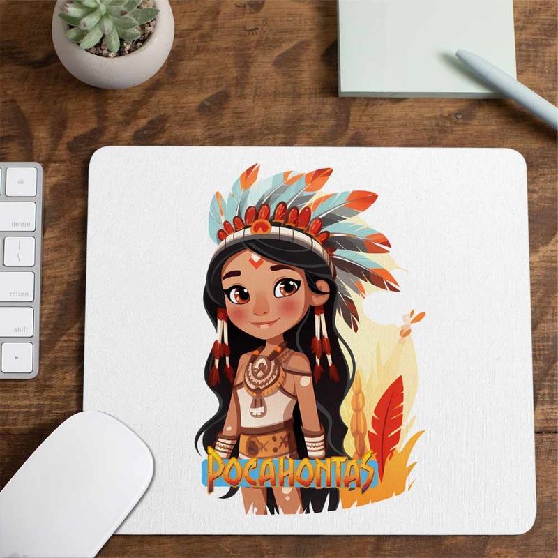 PC, gaming si accesorii - Periferice PC - Mousepad - Mousepad Native American Pocahontas, 21x19cm - Infinity.ro