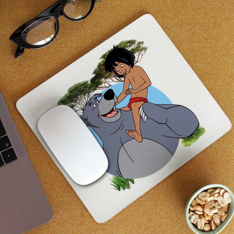 PC, gaming si accesorii - Periferice PC - Mousepad - Mousepad Cartea Junglei Baloo Mowgli, 21x19cm - Infinity.ro