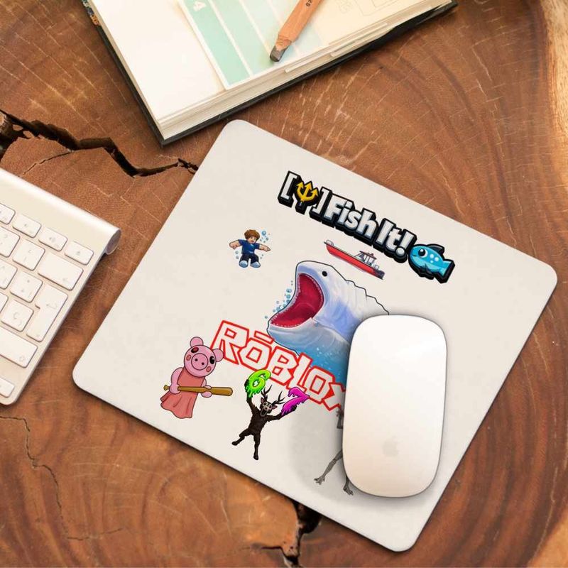 PC, gaming si accesorii - Periferice PC - Mousepad - Mousepad Fish it Roblox Pescar Marin Monster, 21x19cm - Infinity.ro