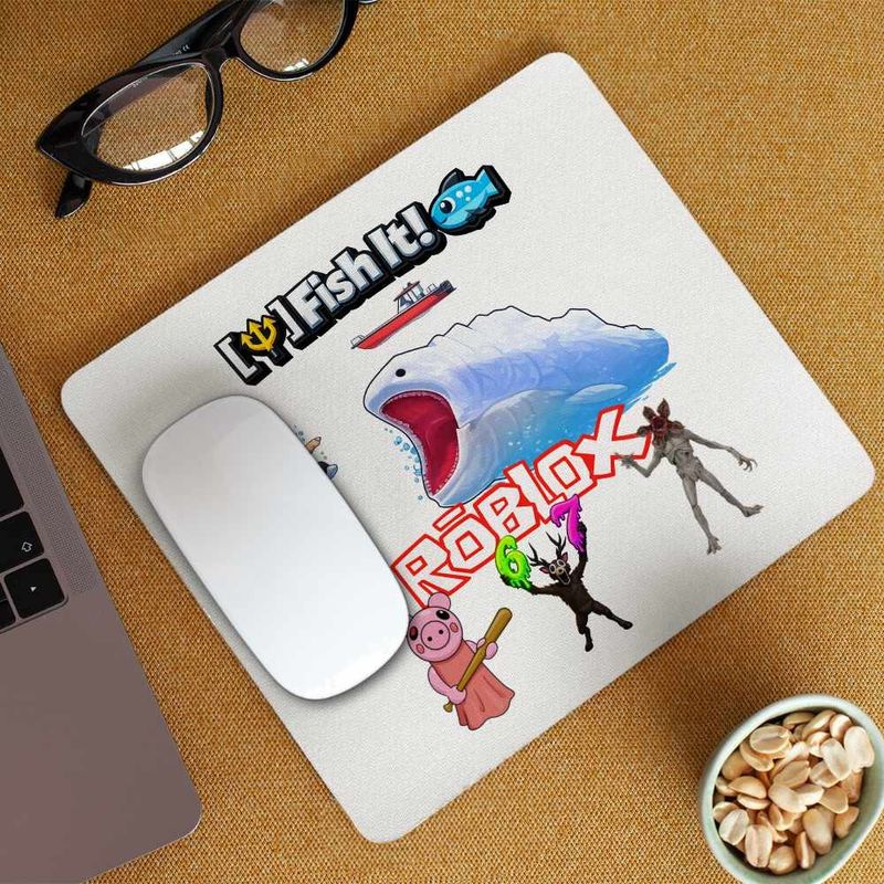 PC, gaming si accesorii - Periferice PC - Mousepad - Mousepad Fish it Roblox Pescar Marin Monster, 21x19cm - Infinity.ro