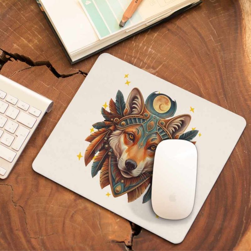 PC, gaming si accesorii - Periferice PC - Mousepad - Mousepad Lup Mistic Native American, 21x19cm - Infinity.ro
