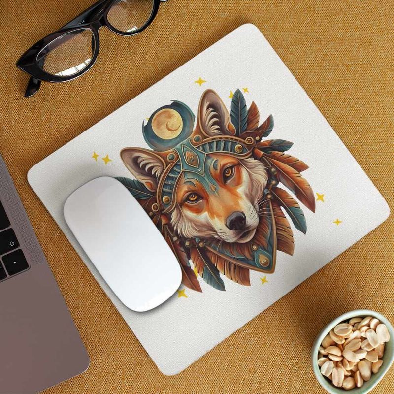 PC, gaming si accesorii - Periferice PC - Mousepad - Mousepad Lup Mistic Native American, 21x19cm - Infinity.ro