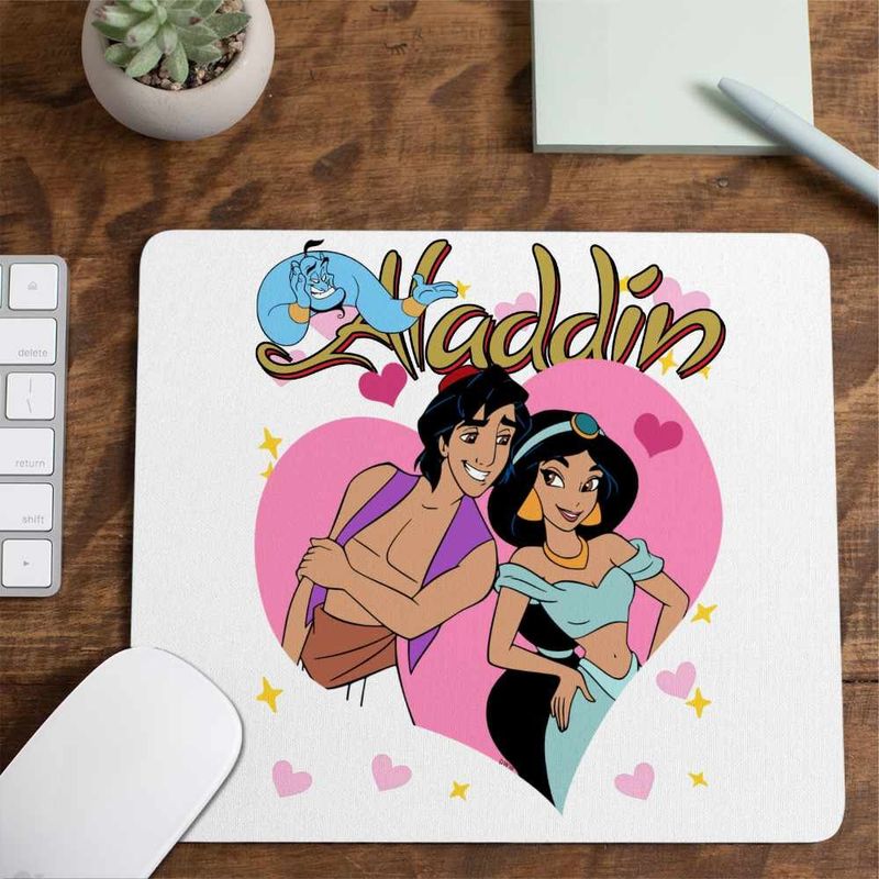 PC, gaming si accesorii - Periferice PC - Mousepad - Mousepad Aladdin Jasmine Valentines Day Love Dragobete Cuplu, 21x19cm - Infinity.ro