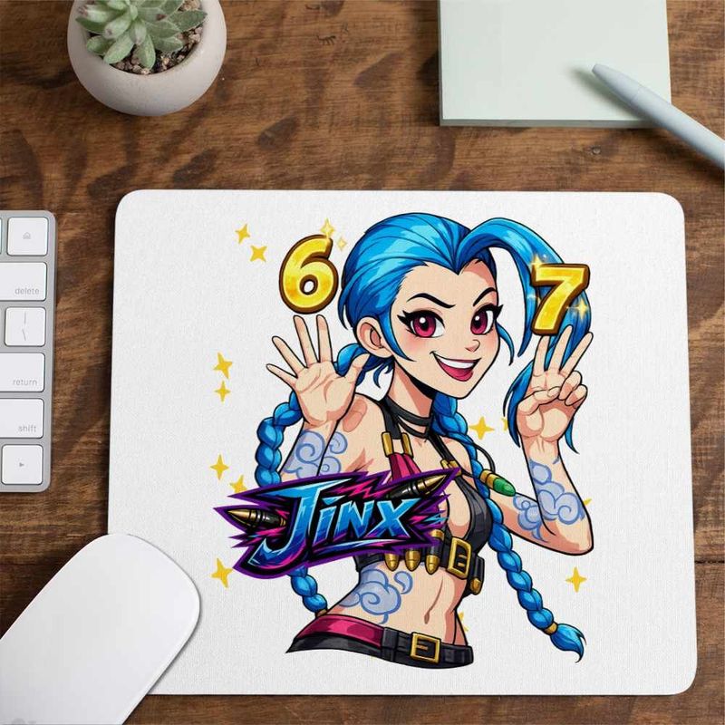 PC, gaming si accesorii - Periferice PC - Mousepad - Mousepad Jinx Six Seven Arcane Runeterra, 21x19cm - Infinity.ro