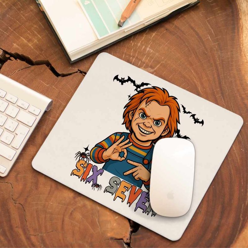 PC, gaming si accesorii - Periferice PC - Mousepad - Mousepad Six Seven Horror Chucky 67 Halloween CoolTrend, 21x19cm - Infinity.ro