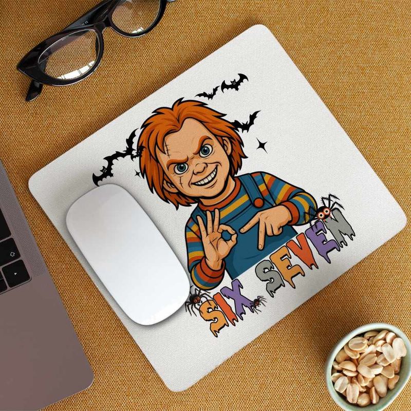 PC, gaming si accesorii - Periferice PC - Mousepad - Mousepad Six Seven Horror Chucky 67 Halloween CoolTrend, 21x19cm - Infinity.ro