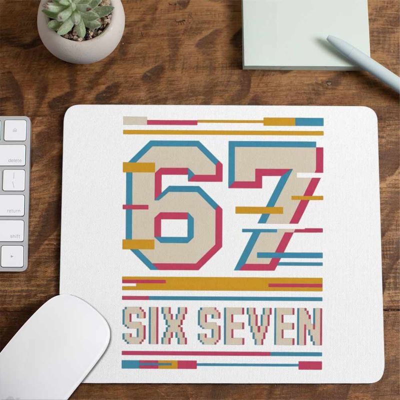 PC, gaming si accesorii - Periferice PC - Mousepad - Mousepad Six Seven Effect Glitch 67 CoolTrend, 21x19cm - Infinity.ro