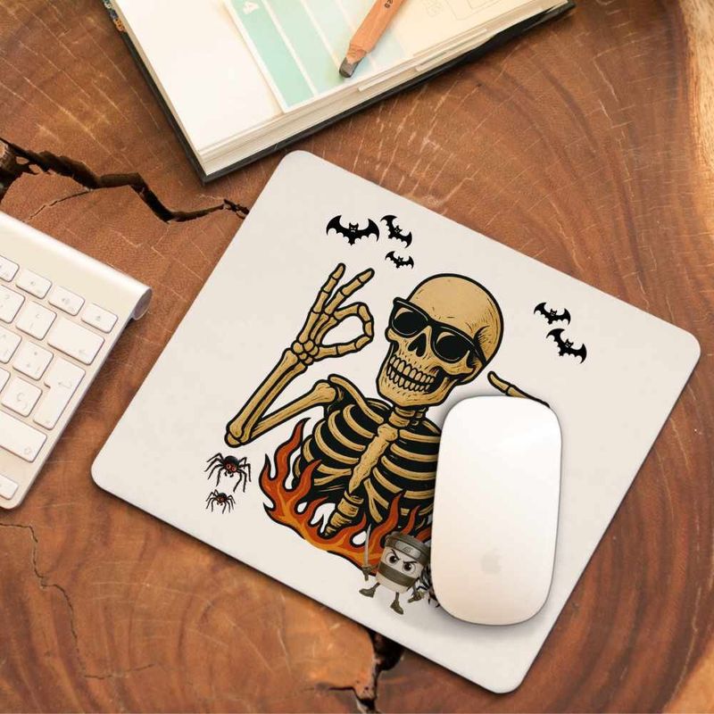 PC, gaming si accesorii - Periferice PC - Mousepad - Mousepad Six Seven Schelet Horror 67 Halloween CoolTrend, 21x19cm - Infinity.ro