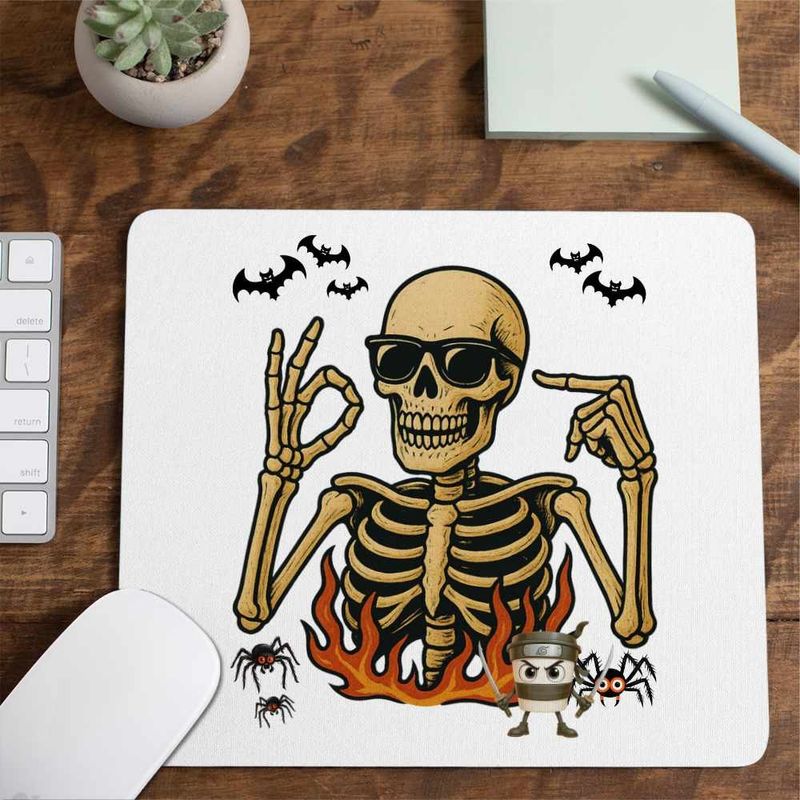PC, gaming si accesorii - Periferice PC - Mousepad - Mousepad Six Seven Schelet Horror 67 Halloween CoolTrend, 21x19cm - Infinity.ro