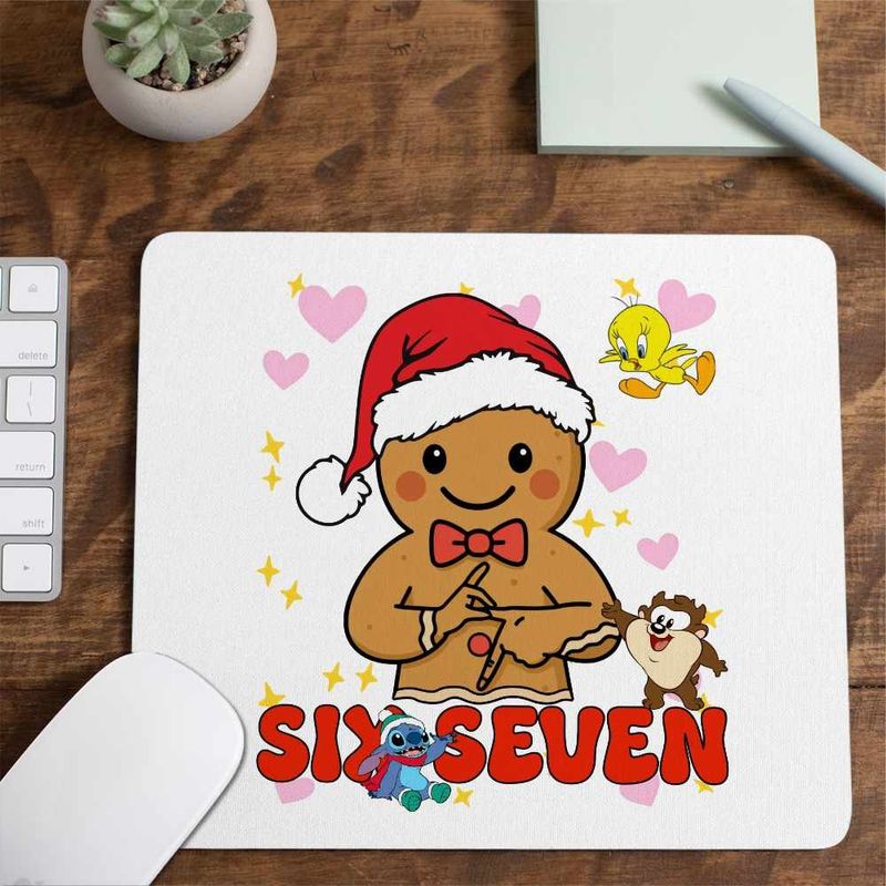 PC, gaming si accesorii - Periferice PC - Mousepad - Mousepad Six Seven Omul de Turta Dulce Craciun CoolTrend, 21x19cm - Infinity.ro