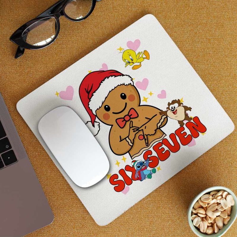 PC, gaming si accesorii - Periferice PC - Mousepad - Mousepad Six Seven Omul de Turta Dulce Craciun CoolTrend, 21x19cm - Infinity.ro