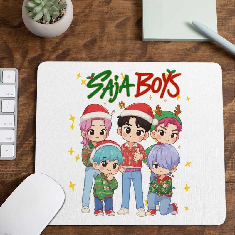 PC, gaming si accesorii - Periferice PC - Mousepad - Mousepad Huntrix Saja Boys Craciun Kpop CoolTrend, 21x19cm - Infinity.ro