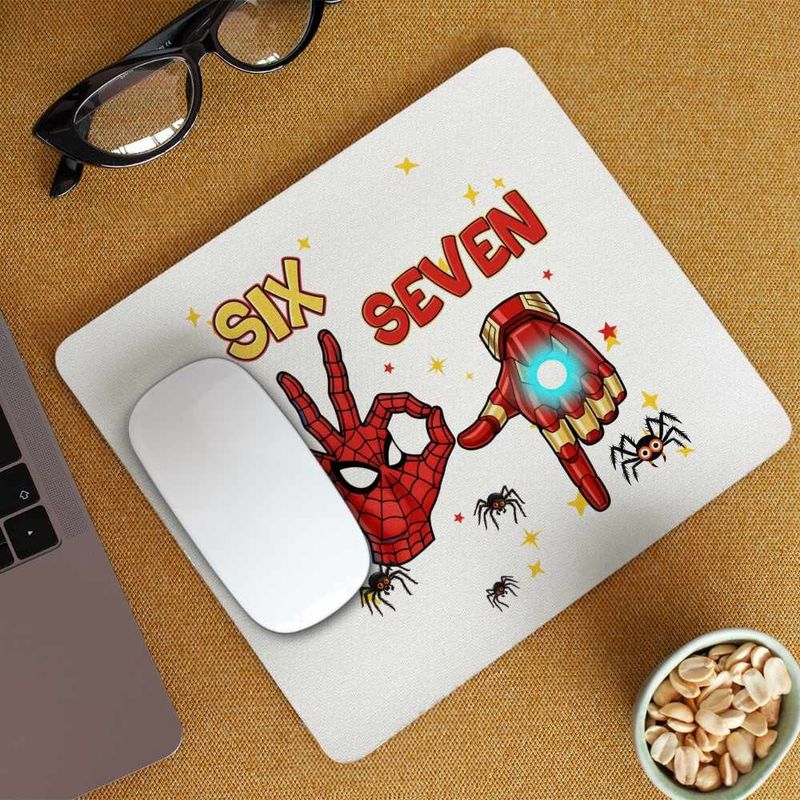 PC, gaming si accesorii - Periferice PC - Mousepad - Mousepad Six Seven Spiderman Ironman 67 Marvel Superhero CoolTrend, 21x19cm - Infinity.ro