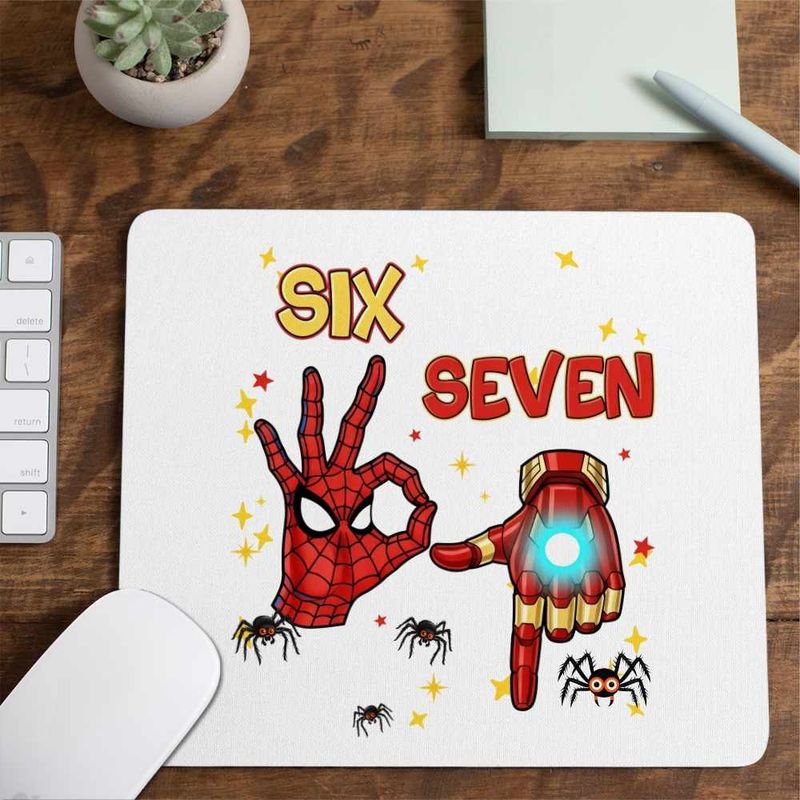 PC, gaming si accesorii - Periferice PC - Mousepad - Mousepad Six Seven Spiderman Ironman 67 Marvel Superhero CoolTrend, 21x19cm - Infinity.ro
