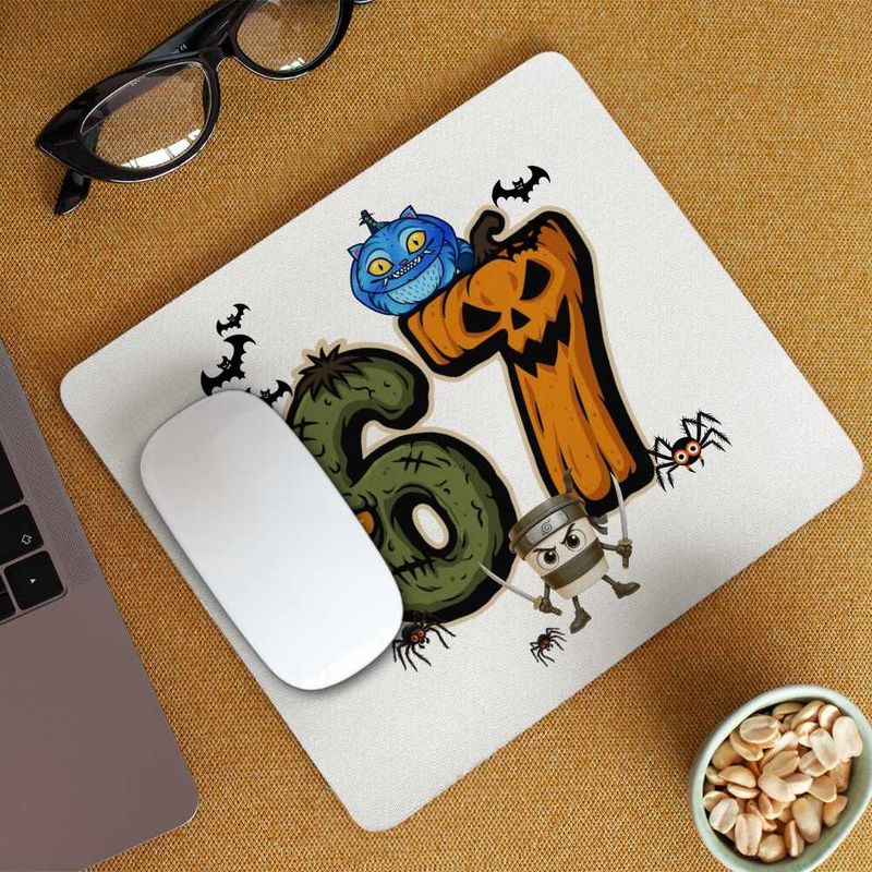 PC, gaming si accesorii - Periferice PC - Mousepad - Mousepad Six Seven Halloween Dovleac 6 7 Horror CoolTrend, 21x19cm - Infinity.ro