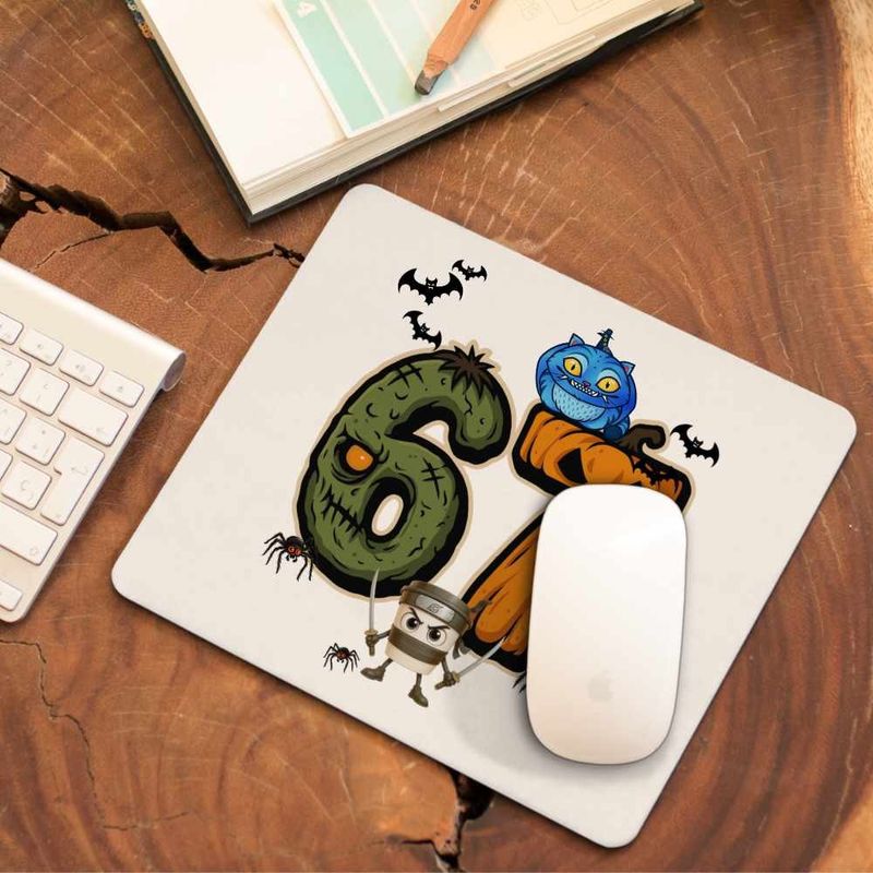 PC, gaming si accesorii - Periferice PC - Mousepad - Mousepad Six Seven Halloween Dovleac 6 7 Horror CoolTrend, 21x19cm - Infinity.ro