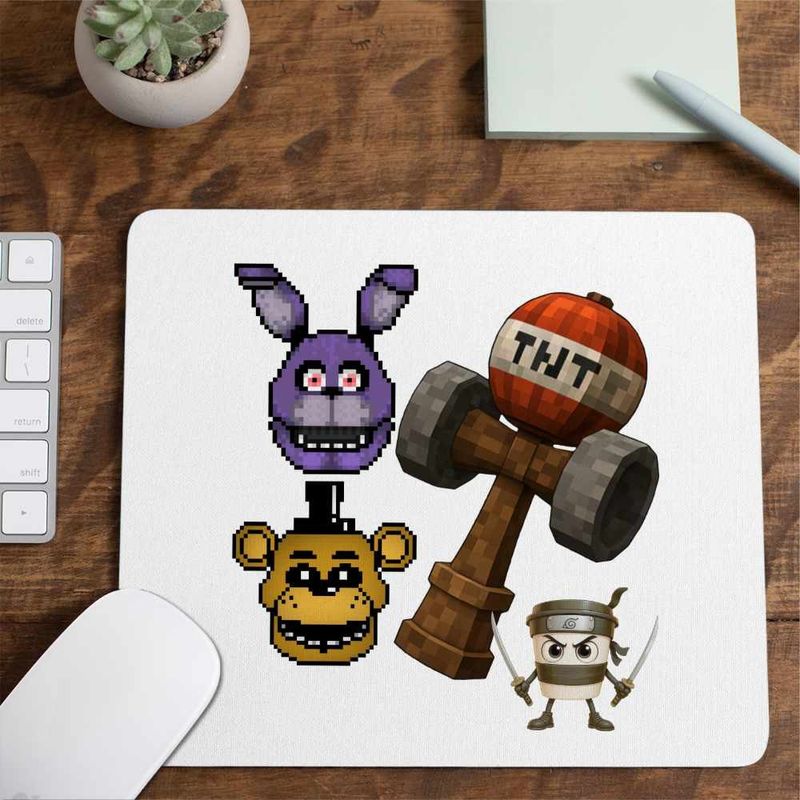 PC, gaming si accesorii - Periferice PC - Mousepad - Mousepad Fnaf Kendama Minecraft Freddy Bonnie Five Nights at Freddy CoolTrend, 21x19cm - Infinity.ro