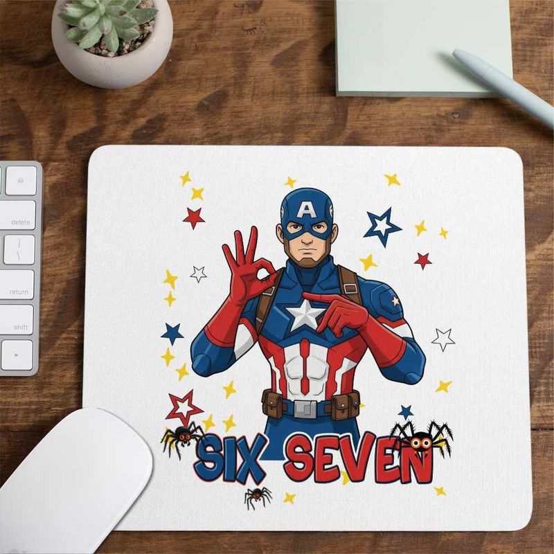 PC, gaming si accesorii - Periferice PC - Mousepad - Mousepad Six Seven Captain America 67 Marvel Superhero CoolTrend, 21x19cm - Infinity.ro
