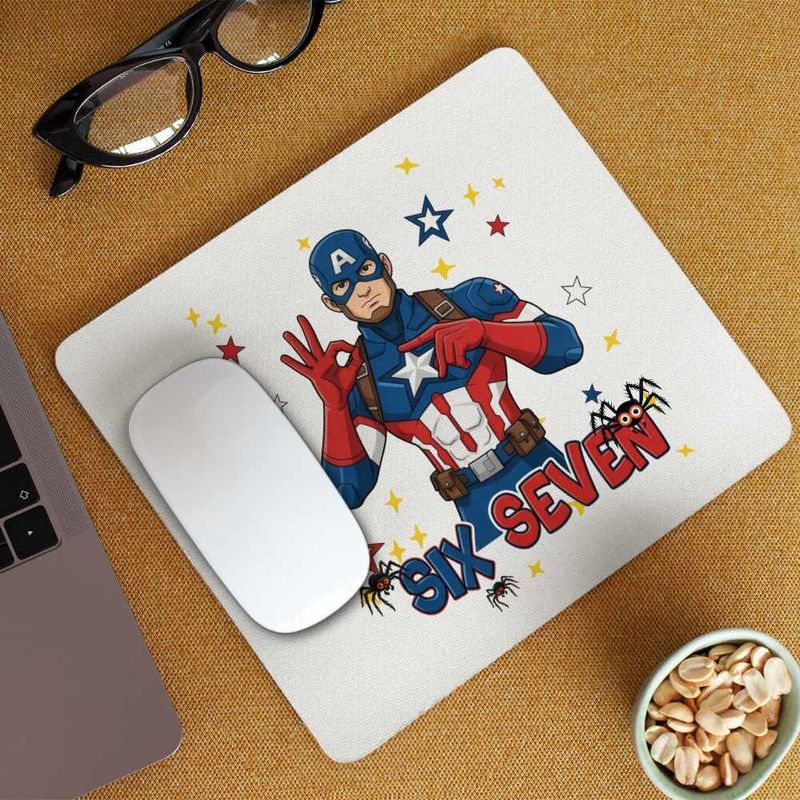 PC, gaming si accesorii - Periferice PC - Mousepad - Mousepad Six Seven Captain America 67 Marvel Superhero CoolTrend, 21x19cm - Infinity.ro