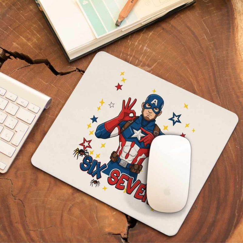 PC, gaming si accesorii - Periferice PC - Mousepad - Mousepad Six Seven Captain America 67 Marvel Superhero CoolTrend, 21x19cm - Infinity.ro