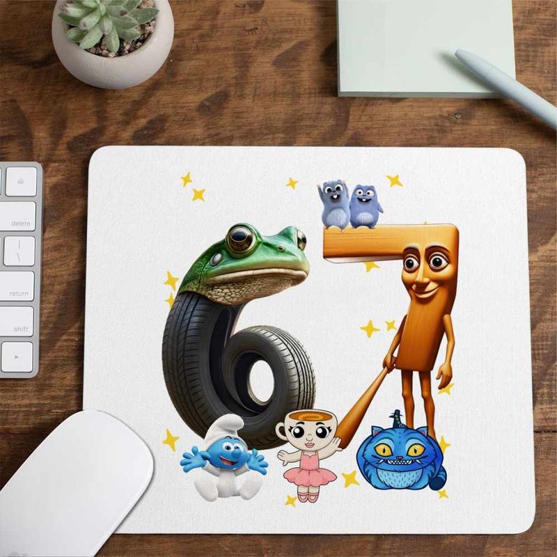 PC, gaming si accesorii - Periferice PC - Mousepad - Mousepad Six Seven Tung Tung Sahur Italian Brainrot Meme CoolTrend, 21x19cm - Infinity.ro