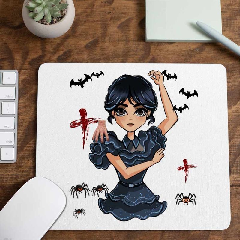 PC, gaming si accesorii - Periferice PC - Mousepad - Mousepad Familia Addams Wednesday Dans Horror Halloween Arte Scoala CoolTrend, 21x19cm - Infinity.ro