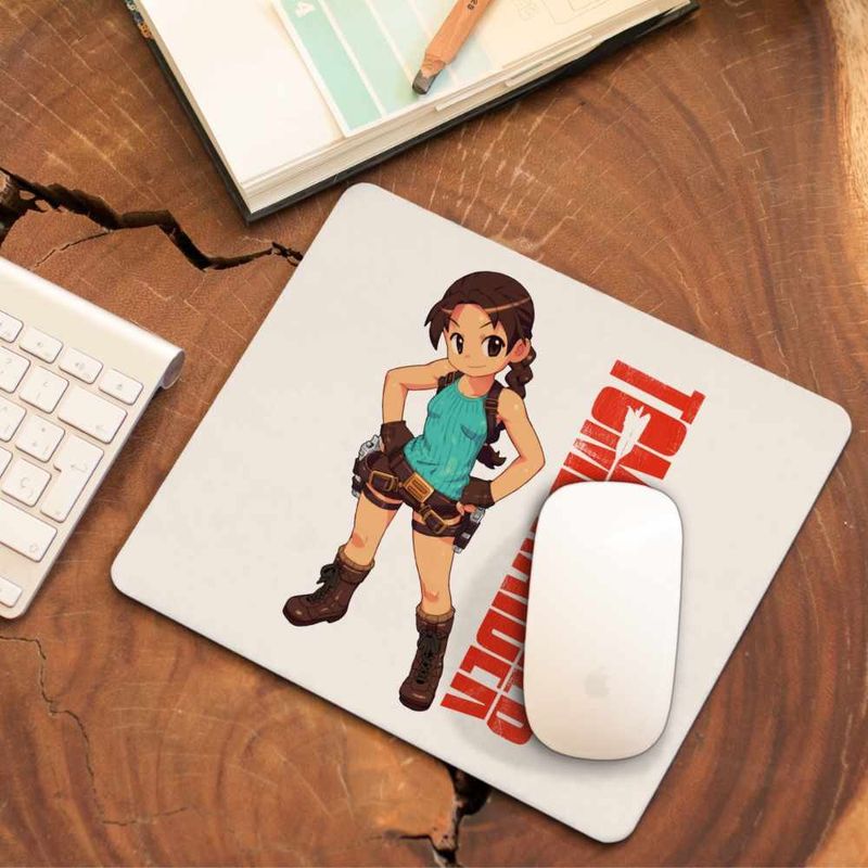 PC, gaming si accesorii - Periferice PC - Mousepad - Mousepad Tomb Raider Chibi Fan Art Lara Croft Airsoft CoolTrend, 21x19cm - Infinity.ro