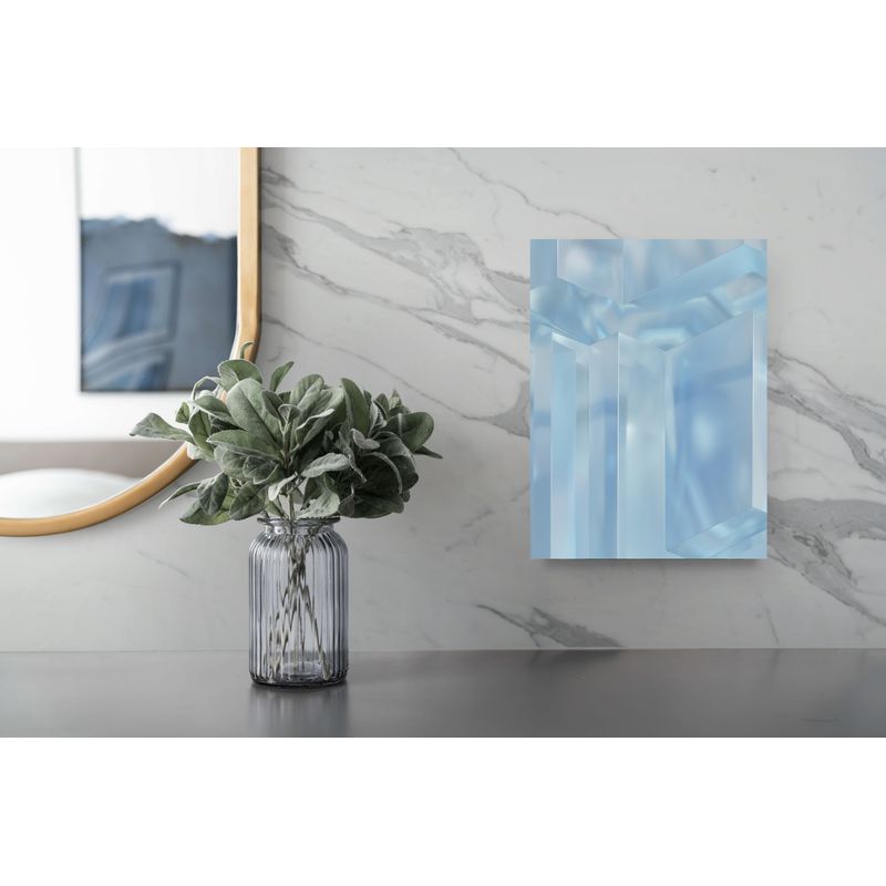Casa si Gradina - Decoratiuni - Tablouri - Tablou Canvas, "Reflexii geometrice în albastru glaciar", 26 x 39 cm - Infinity.ro