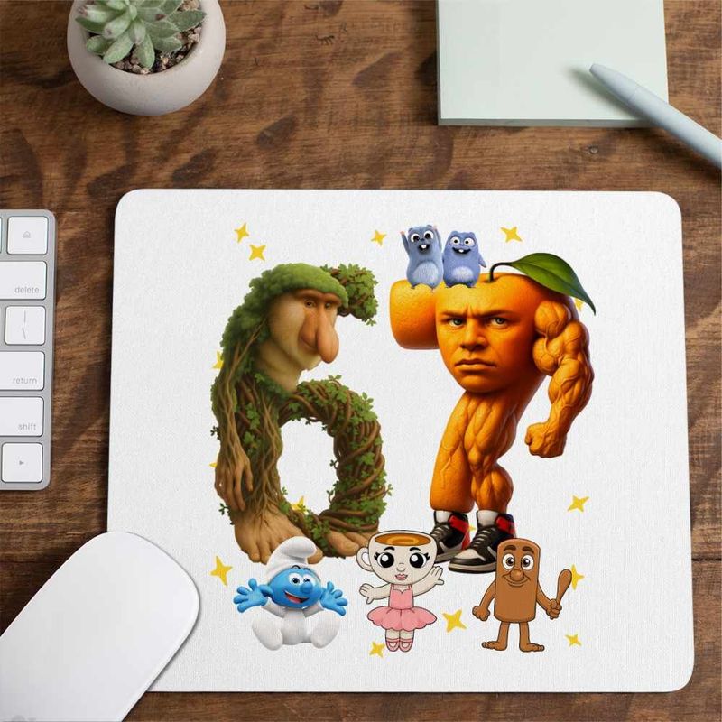 PC, gaming si accesorii - Periferice PC - Mousepad - Mousepad Six Seven Brainrot Orange Italian Meme Fitness CoolTrend, 21x19cm - Infinity.ro