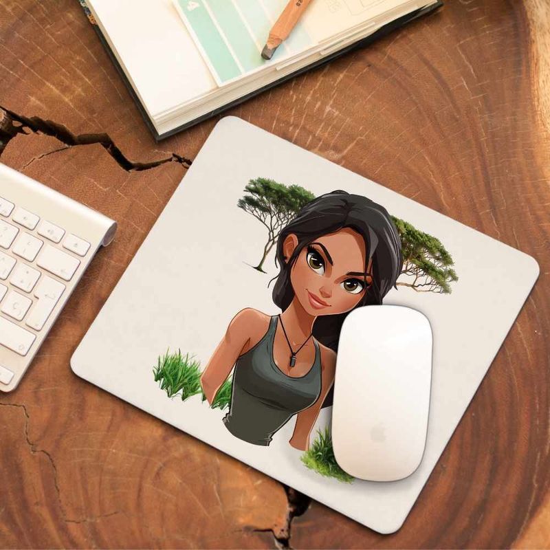 PC, gaming si accesorii - Periferice PC - Mousepad - Mousepad Tomb Raider Aventuri Lara Croft Militar Camuflaj CoolTrend, 21x19cm - Infinity.ro