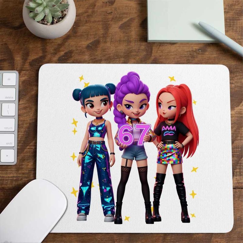 PC, gaming si accesorii - Periferice PC - Mousepad - Mousepad Six Seven Kpop Huntrix 67 Demon Hunters CoolTrend, 21x19cm - Infinity.ro