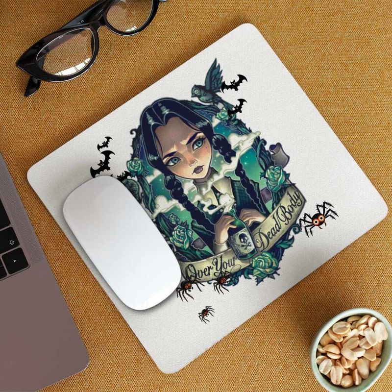 PC, gaming si accesorii - Periferice PC - Mousepad - Mousepad Familia Addams Wednesday Over Your Dead Body Horror Halloween CoolTrend, 21x19cm - Infinity.ro