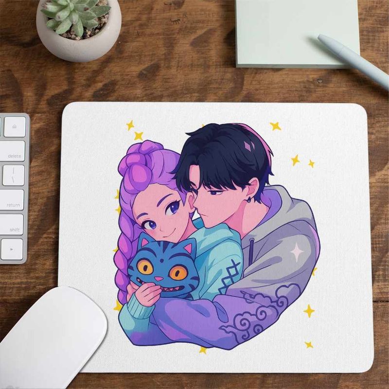 PC, gaming si accesorii - Periferice PC - Mousepad - Mousepad Huntrix Saja Love Kpop Demon Hunters CoolTrend, 21x19cm - Infinity.ro