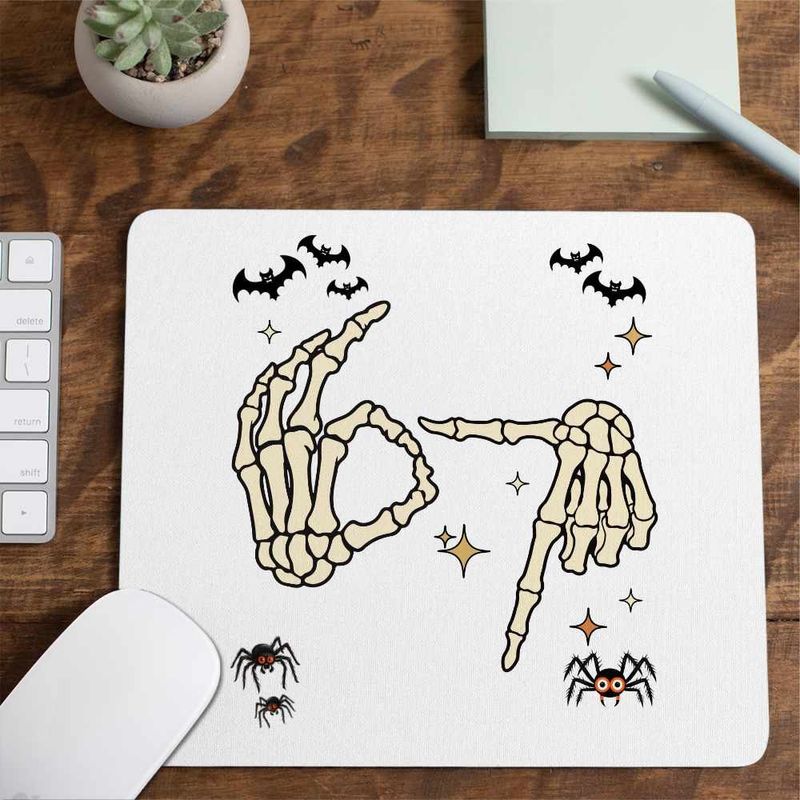 PC, gaming si accesorii - Periferice PC - Mousepad - Mousepad Six Seven Schelet Maini 67 Meme CoolTrend, 21x19cm - Infinity.ro