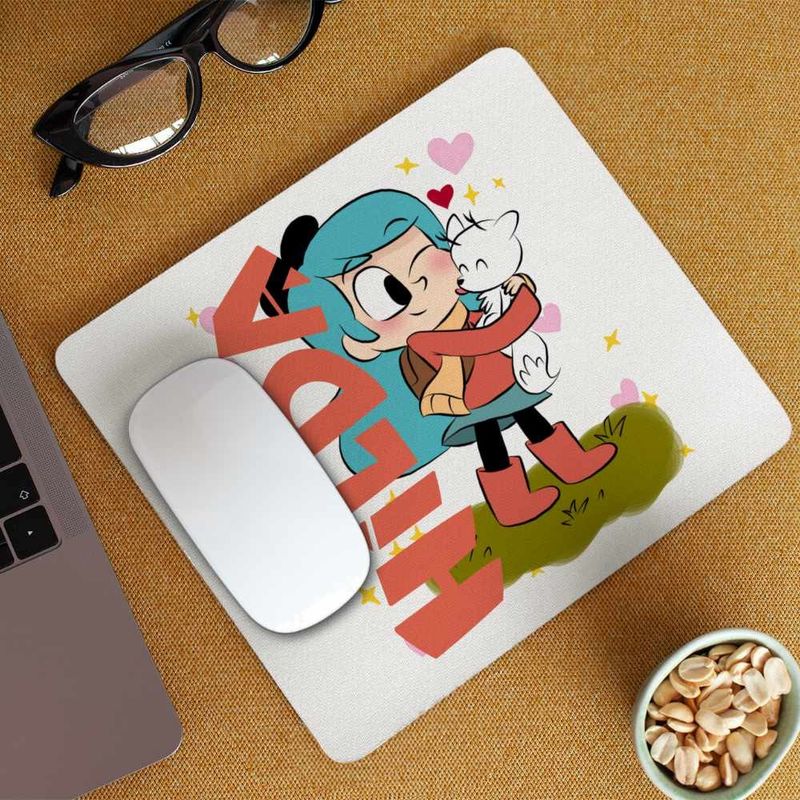 PC, gaming si accesorii - Periferice PC - Mousepad - Mousepad Hilda Twig Hug White Fox Valentines Day, 21x19cm - Infinity.ro