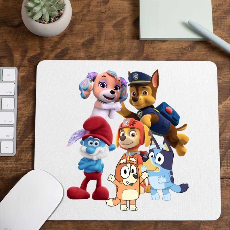 PC, gaming si accesorii - Periferice PC - Mousepad - Mousepad Paw Patrol Bluey Blue Bingo Papa Strumf Sirena Coral, CoolTrend, 21x19cm - Infinity.ro