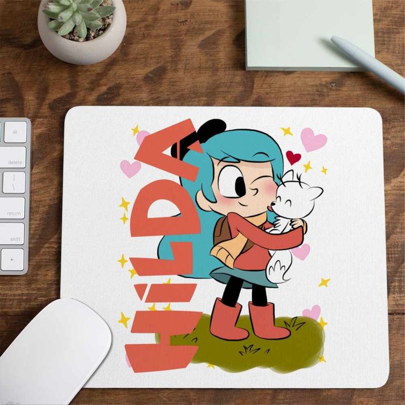 PC, gaming si accesorii - Periferice PC - Mousepad - Mousepad Hilda Twig Hug White Fox Valentines Day, 21x19cm - Infinity.ro