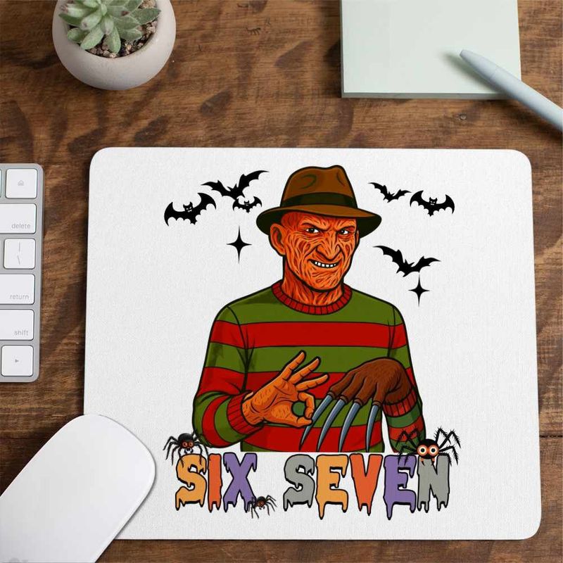 PC, gaming si accesorii - Periferice PC - Mousepad - Mousepad Six Seven Freddy Krueger 67 Halloween CoolTrend, 21x19cm - Infinity.ro
