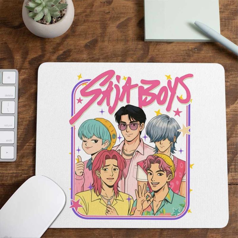 PC, gaming si accesorii - Periferice PC - Mousepad - Mousepad Huntrix Saja Boys Stars Kpop CoolTrend, 21x19cm - Infinity.ro
