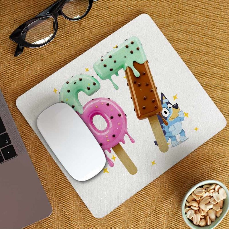 PC, gaming si accesorii - Periferice PC - Mousepad - Mousepad Six Seven Inghetata Bluey Creme 67 CoolTrend, 21x19cm - Infinity.ro