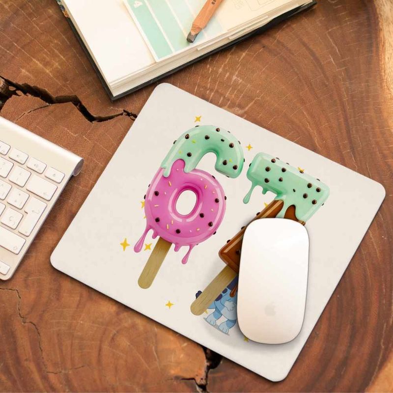PC, gaming si accesorii - Periferice PC - Mousepad - Mousepad Six Seven Inghetata Bluey Creme 67 CoolTrend, 21x19cm - Infinity.ro