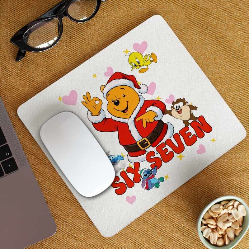 PC, gaming si accesorii - Periferice PC - Mousepad - Mousepad Six Seven Winnie the Pooh Craciun 67 CoolTrend, 21x19cm - Infinity.ro
