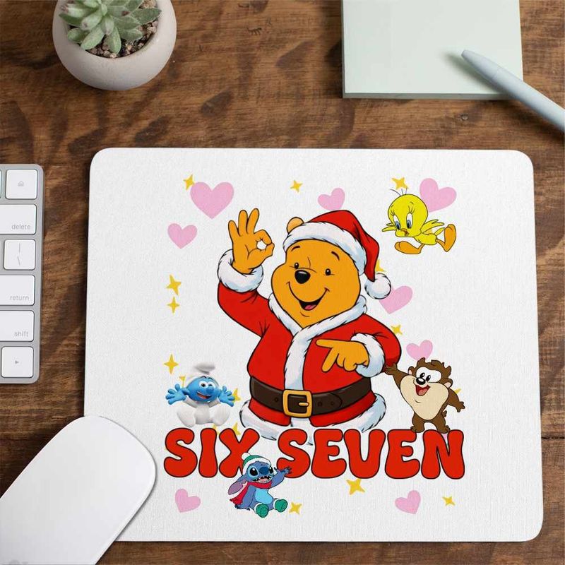 PC, gaming si accesorii - Periferice PC - Mousepad - Mousepad Six Seven Winnie the Pooh Craciun 67 CoolTrend, 21x19cm - Infinity.ro