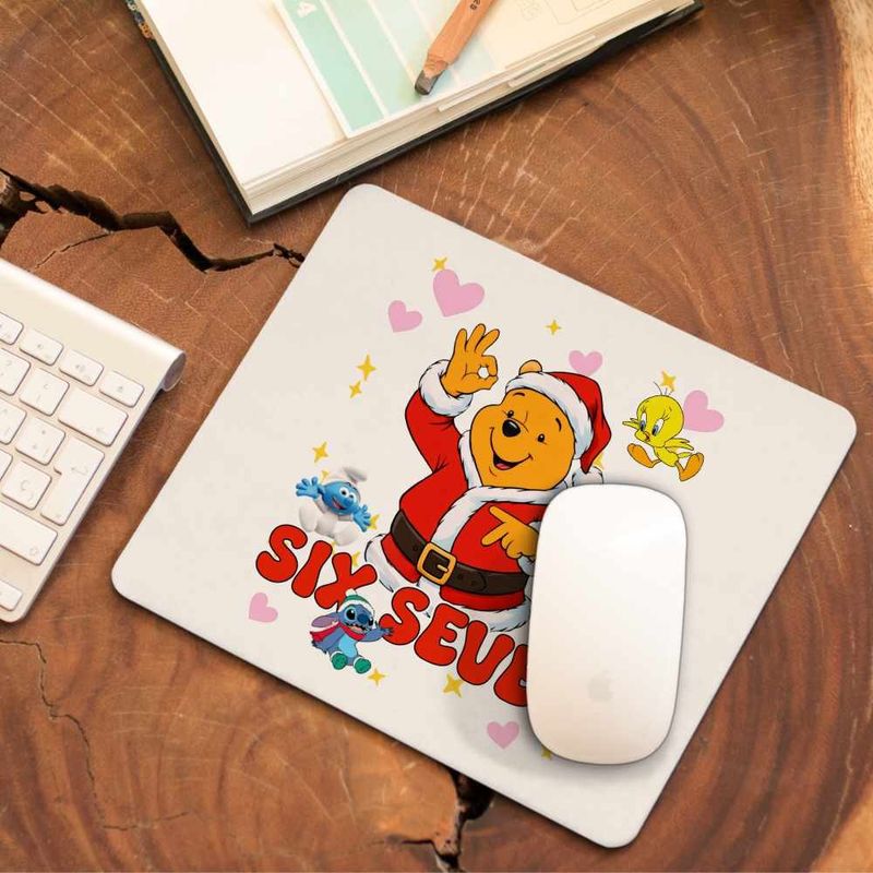 PC, gaming si accesorii - Periferice PC - Mousepad - Mousepad Six Seven Winnie the Pooh Craciun 67 CoolTrend, 21x19cm - Infinity.ro