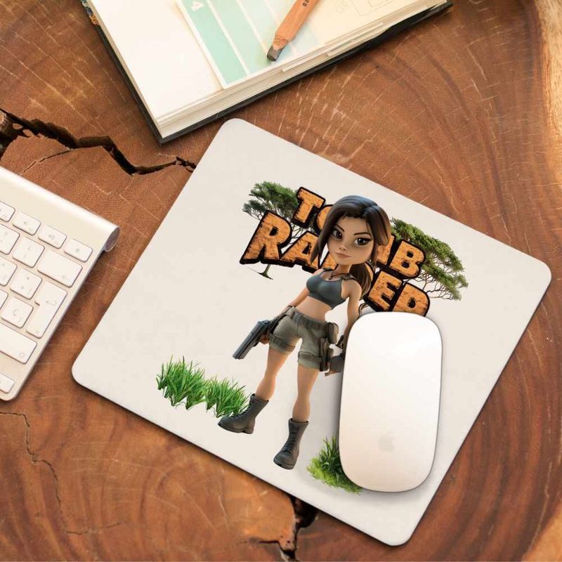 PC, gaming si accesorii - Periferice PC - Mousepad - Mousepad Tomb Raider Indiana Jones Lara Croft Soldat CoolTrend, 21x19cm - Infinity.ro
